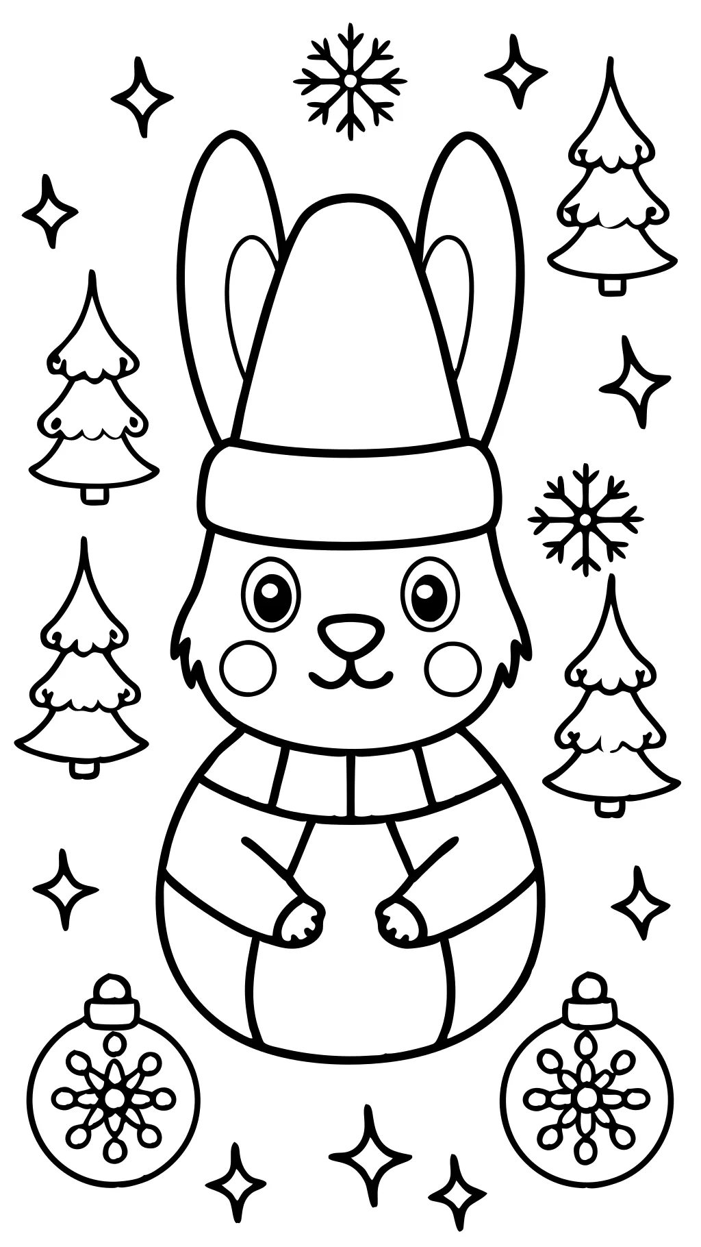 coloriage de lapin de Noël